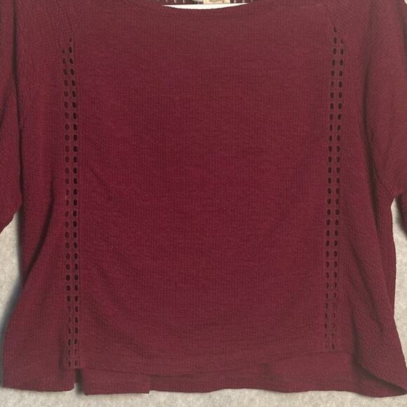 Saturday Sunday Anthropologie Sz S Crochet Knit 3/4 Sleeve Sweater Pom Pom Cuff - Picture 11 of 12